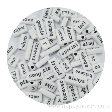 Black and white assorted large word alphabet beads